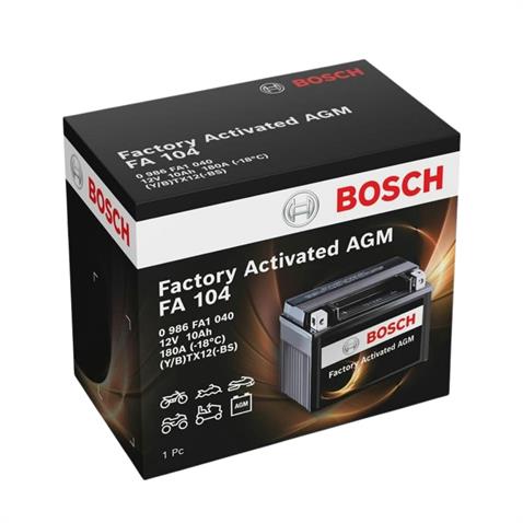 BOSCH 12V 10 AH MOTOSİKLET AKÜSÜ AGM 180 A (EN) (150*87*130 MM) (FA104) (YTX12-BS) (BTX12-BS)