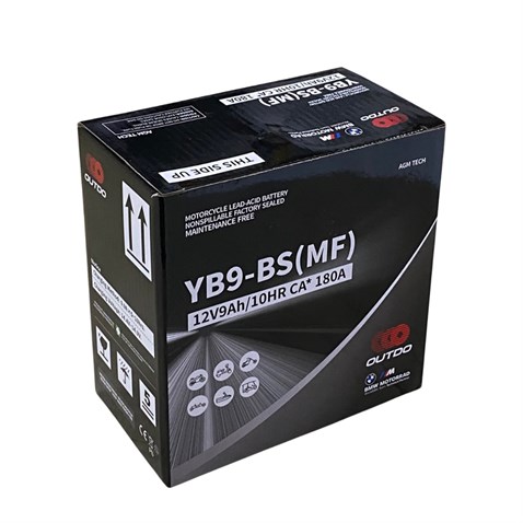 OUTDO 12V 9 AH MOTOSİKLET AKÜSÜ AGM TECH 130 A (EN) (137*76*134) (YB9-B) (YB9-BS-MF)(+/-) ** TERS **