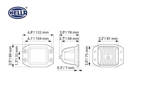 HELLA 10V-30V ÇALIŞMA LAMBASI (OFF-ROAD LAMBA) GÖMME TİP 40W 5700K 3000 LÜMEN (4 LEDLİ) (2 AD)
