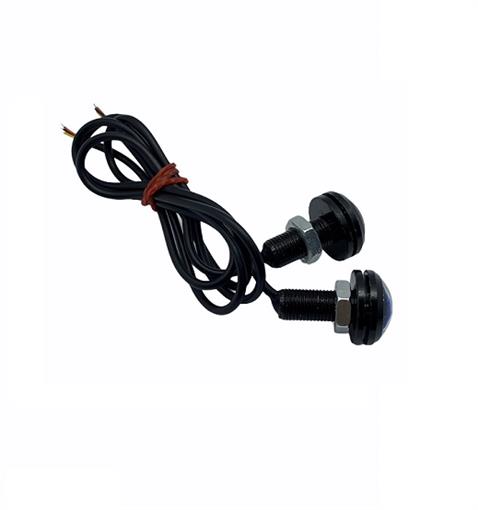 12V GÜNDÜZ SÜRÜŞ LEDİ YUVARLAK SARI-BEYAZ (2 LEDLİ) CIVATALI (MERCEKLİ) (18 MM) (2 AD)