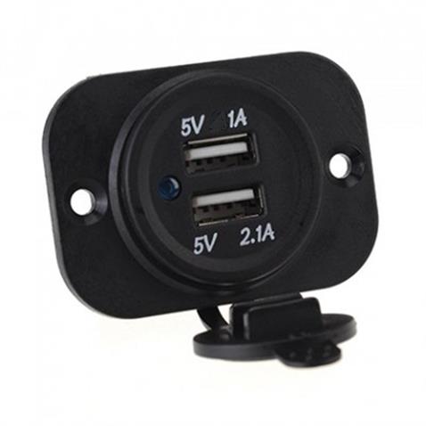 12V-24V TELEFON ŞARJ CİHAZI (USB X 2) (1A/2.1A) (KAPAKLI MARİN)