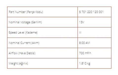 KORMAS 12V KALORİFER MOTORU BLOWER (3 DEVİR) (325*136*116 MM)