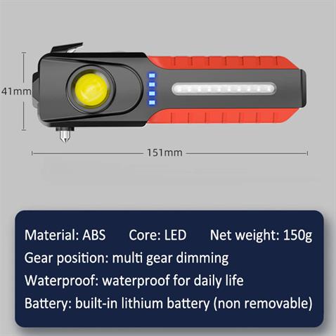 EL FENERİ-ÇALIŞMA LAMBASI LEDLİ (BEYAZ-KIRMIZI-MAVİ IŞIK) (MIKNATISLI) (USB ŞARJLI) (150*45 MM)