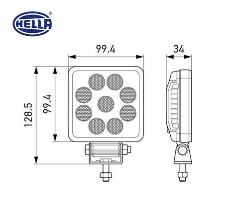 HELLA 10V-30V ÇALIŞMA LAMBASI KARE 9W 6500K 1000 LÜMEN (9 LEDLİ) (100*100*34 MM)