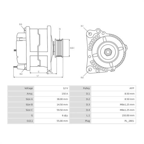 MITSUBISHI 12V ALTERNATÖR DİNAMO 150 A (LIN) DACIA DUSTER-NISSAN MICRA IV-RENAULT CLIO V