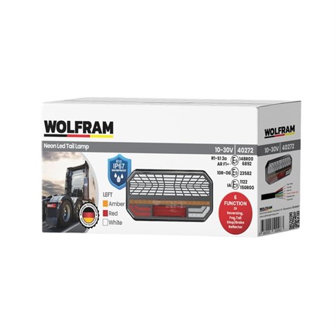 WOLFRAM 12V-30V STOP LAMBASI LEDLİ (6 FONKSİYONLU) (235*110 MM) SOL E9
