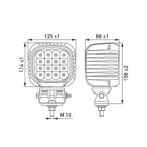 HELLA 12V-48V ÇALIŞMA LAMBASI S5000 KARE 5000 LÜMEN (16 LEDLİ) (125*114*88 MM)