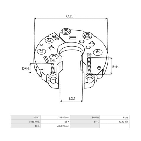 DİYOT TABLASI MARELLI-DENSO TİPİ (8 DİYOT) CATERPILLAR-FIAT-JCB-OPEL-ROVER-TOFAŞ