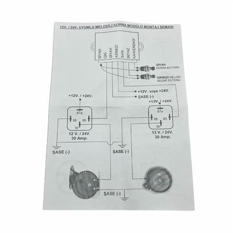12V KORNA RÖLESİ (MODÜLÜ-BEYNİ) (NURI ALCO MELODİLİ)