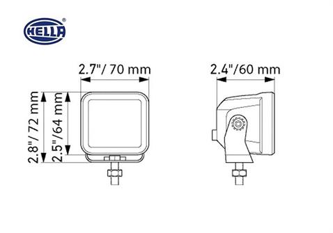 HELLA 10V-30V OFF-ROAD LAMBA 20W 5700K 1400 LÜMEN (GENİŞ AÇI) (4 LEDLİ) (70*64*60 MM) (2 AD)