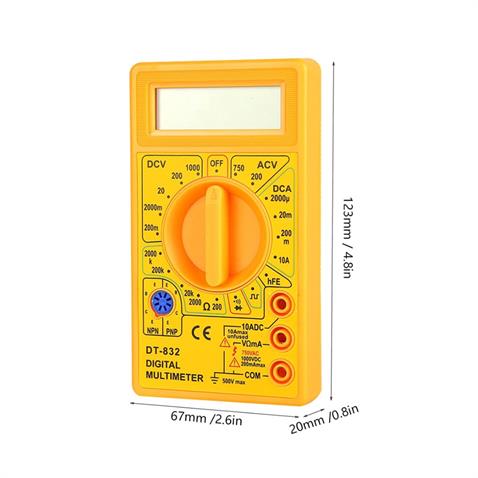 DT-832 DİJİTAL MULTİMETRE (ÖLÇÜ ALETİ) (DC/AC) (SES İKAZLI) (125*70 MM)