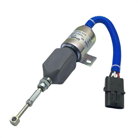 12V STOP SELENOİDİ AYAKLI (MAFSALLI-DELİK 7 MM) (SOKETLİ)