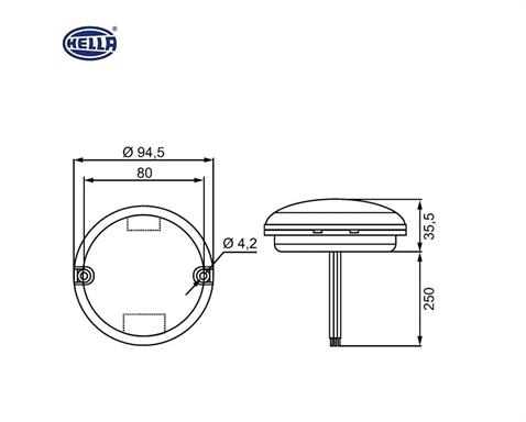 HELLA 12V-24V GERİ VİTES LAMBASI YUVARLAK BEYAZ (17 LEDLİ) (95 MM)
