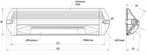 SANEL 10V-30V DIŞ AYDINLATMA LAMBASI (TAVAN LAMBASI) (36*0.5W LED) (SU GEÇİRMEZ) (300*80 MM)