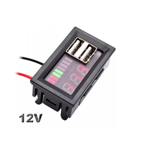 12V DİJİTAL VOLTMETRE (TEK EKRAN) (5V 2A USB X 2) (45*26 MM)