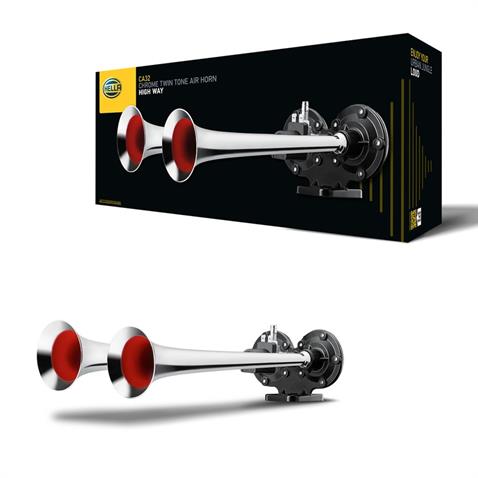 HELLA 24V 2Lİ HAVALI KORNA DÜZ SES (115 dB) (KROM)