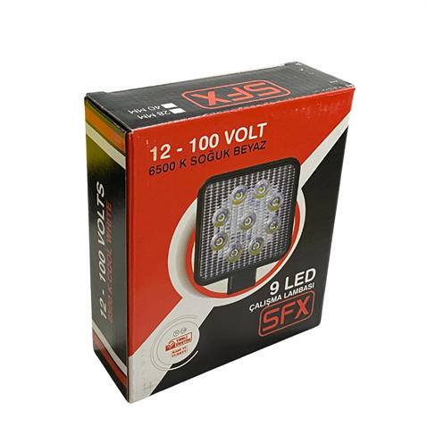 12V-110V ÇALIŞMA LAMBASI KARE (9 X 3W POWER LEDLİ) (108*108*28 MM)