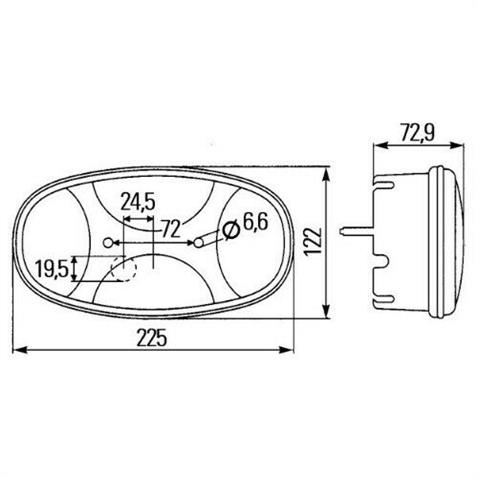 HELLA STOP LAMBASI OVAL 5-FONKSİYONLU (SOKETSİZ) (225*122) SOL