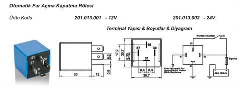 ELO 12V OTOMATİK FAR AÇMA VE KAPAMA RÖLESİ