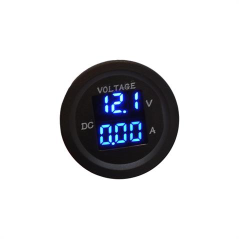 12V-48V DİJİTAL VOLTMETRE+AMPERMETRE (0-10 A) (MAVİ IŞIK) (28 MM)