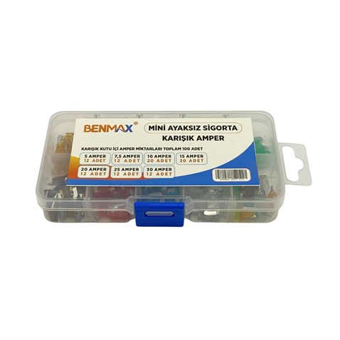 MİNİ BIÇAK SİGORTA KARIŞIK (5 A*7.5 A*10 A*15 A*20 A*25 A*30 A) (ALÇAK PROFİL) (11*9 MM) (100 AD)