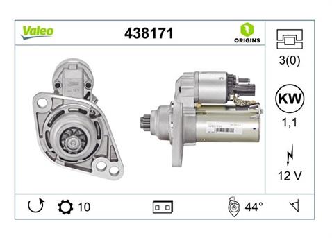 VALEO 12V MARŞ MOTORU 10 DİŞ 1.1 KW (2 KULAK) AUDI/SEAT/SKODA/VW 