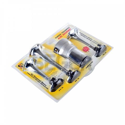 SEGER 12V 3LÜ HAVALI KORNA (KOMPRESÖRLÜ) KROM