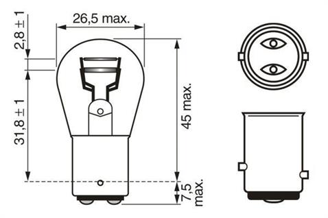 BOSCH 12V 1016 AMPUL 21/5W BAY15d