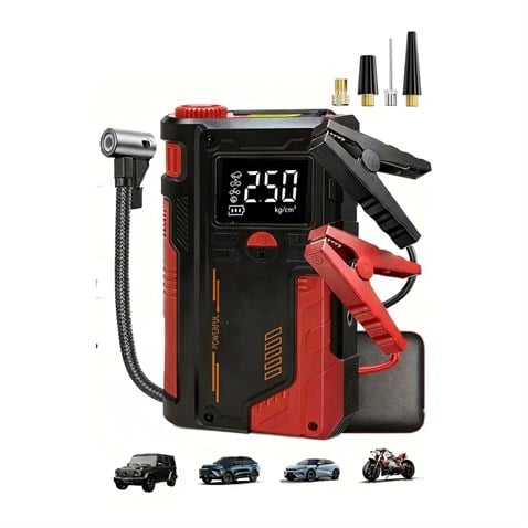 12V AKÜ TAKVİYE CİHAZI (1000A) LASTİK ŞİŞİRME HAVA KOMPRESÖRÜ (POWERBANK) (LED IŞIK-ÇAKARLI)