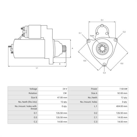 MAHLE 24V MARŞ MOTORU MITSUBISHI TİPİ 12 DİŞ 7 KW VOLVO