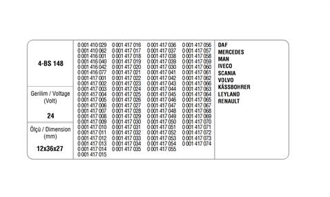 MEGA 24V MARŞ KÖMÜRÜ BOSCH TİPİ (TEK KABLO) ALFKB (4 AD)