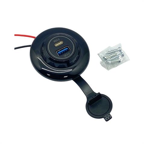 9V-30V TELEFON ŞARJ CİHAZI (USB+TYPE-C) (3.0A) (KAPAKLI MARİN)