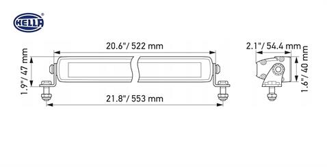 HELLA 10V-30V SLİM LED BAR OFF-ROAD 105W 5700K 6000 LÜMEN (21 LEDLİ) (522 MM)