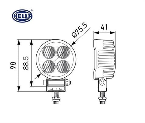 HELLA 10V-30V ÇALIŞMA LAMBASI (OFF-ROAD) 24W 5700K 1700 LÜMEN (GENİŞ AÇI) (4 LEDLİ) (75.5*88.5 MM)