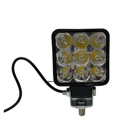 10V-48V OFF-ROAD MOTOSİKLET LAMBA BEYAZ KARE (9 X 3W POWER LEDLİ) (83*83 MM)