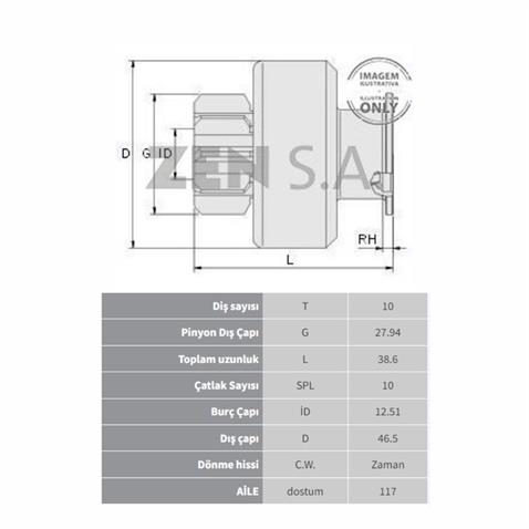 ZEN MARŞ DİŞLİSİ HITACHI TİPİ 10 DİŞ FIAT PALIO/ALBEA/PUNTO II 1.2/1.4
