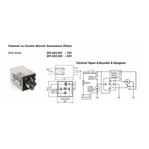 24V SİLECEK ZAMAN RÖLESİ (5+1 UÇLU) UNIVERSAL-MERCEDES KAMYON