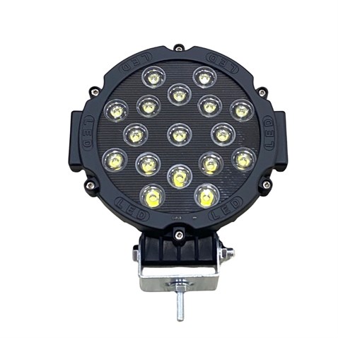 12V-36V LED LAMBA OFF-ROAD 51W (17 LEDLİ) (YUVARLAK) (SİYAH) (155*155 MM)