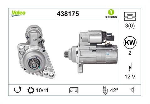 VALEO 12V MARŞ MOTORU 11 DİŞ 2 KW (TERS) AUDI-SEAT-SKODA-VW