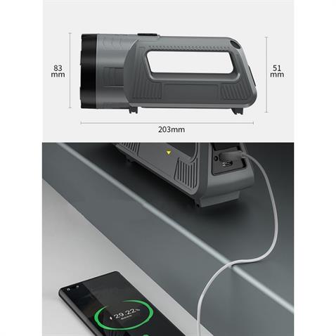 EL FENERİ-ÇALIŞMA LAMBASI LEDLİ (USB ŞARJLI) (ULTRA PARLAK GÜÇLÜ LED) (KIRMIZI-BEYAZ) (200*85 MM)