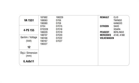 MARŞ KÖMÜRÜ VALEO TİPİ D7E CITROEN BERLINGO-MERCEDES A SERİSİ-RENAULT CLIO/KANGOO/MEGANE (4 AD)