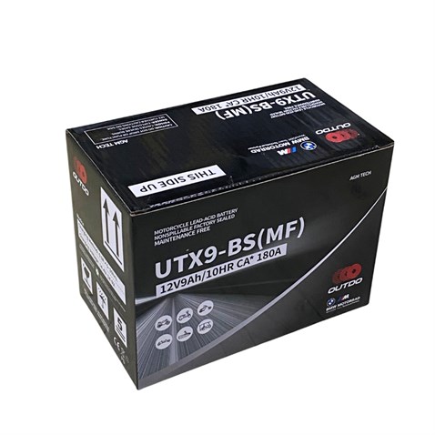 OUTDO 12V 9 AH MOTOSİKLET AKÜSÜ AGM TECH 180 A (EN) (150*86*107) (YTX9-BS) (UTX9-BS-MF) (2.93 KG)
