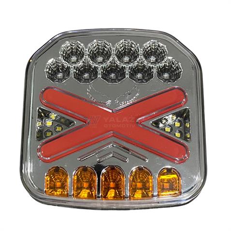 24V STOP LAMBASI (NEON LEDLİ) (KAYAR SİNYALLİ) (4 FONKSİYONLU) (127*127*45 MM)