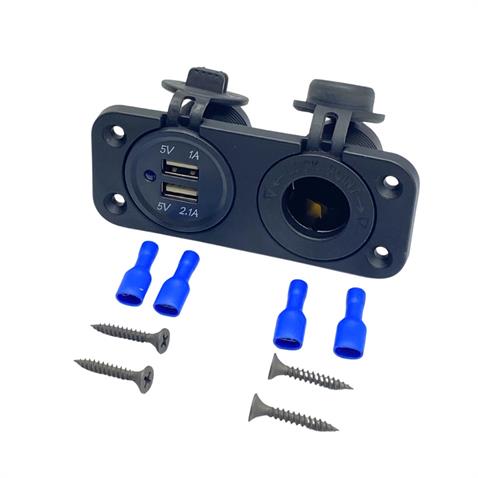 12V-24V TELEFON ŞARJ CİHAZI (ÇAKMAK GİRİŞLİ) (2 X USB GİRİŞLİ) SİYAH MARİN