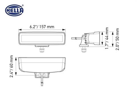HELLA 10V-30V LED BAR OFF-ROAD 30W 5700K 2000 LÜMEN (GENİŞ AÇI) (6 LEDLİ) (157*60*50 MM)