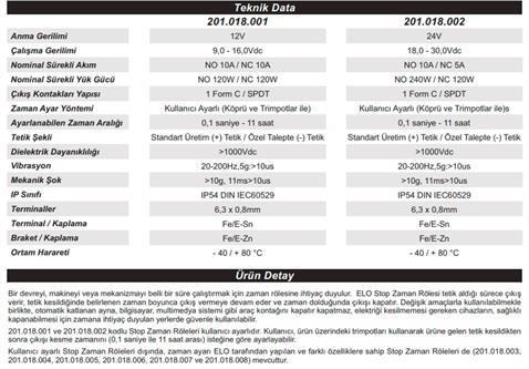 12V STOP ZAMAN RÖLESİ 5 UÇLU AYARLI (0.1 SN-11 SAAT ARASI) (OTOMATİK KATLANIR AYNA-MULTIMEDIA VS)