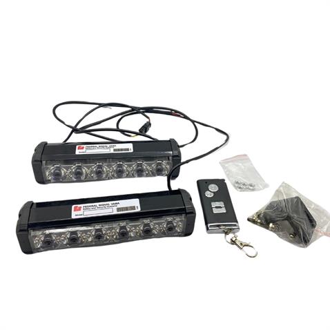 FEDERAL SIGNAL 9V-36V ESCORT ÇAKAR FLAŞ LED LAMBA 8 FONKSİYONLU KUMANDALI (ŞEFFAF) (SARI/SARI) (2AD)