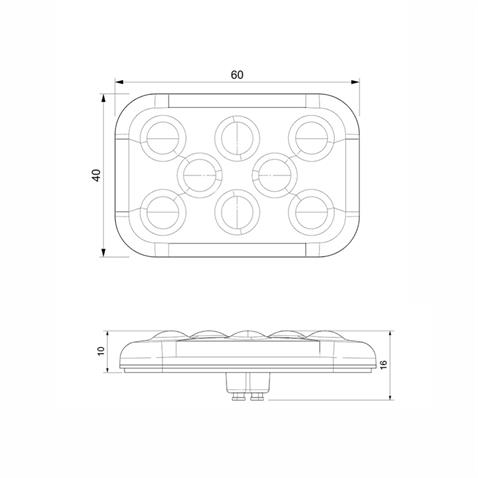 SANEL 10V-30V İKAZ LAMBASI ÇAKARLI 6-LEDLİ YAPIŞKANLI 3M BANTLI SU GEÇİRMEZ SARI (60*40 MM)