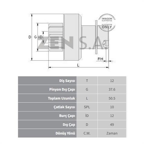 ZEN MARŞ DİŞLİSİ VALEO TİPİ 12 DİŞ HYUNDAI-KIA