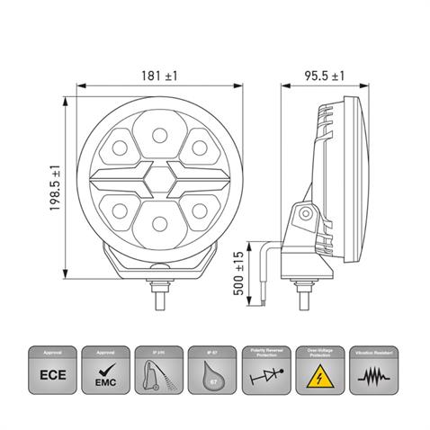 HELLA 12V-24V LED LAMBA OFF-ROAD YUVARLAK 3000 SARI-BEYAZ (198.5 MM)